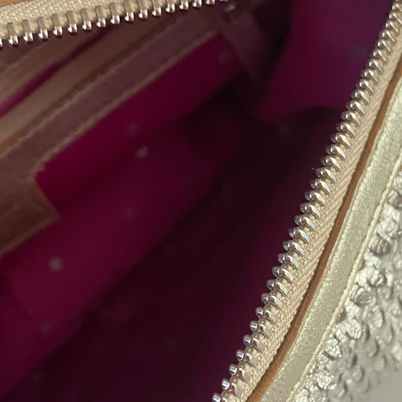 $620 Kate Spade Collect Metallic Silver Perforated Leather Shoulder Bag Purse - Picture 8 of 16